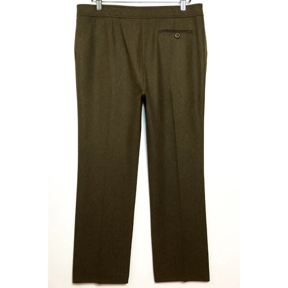 Carlisle Wool Olive Green Pants Lace Detail Straight Leg Size 8 - Picture 3 of 10